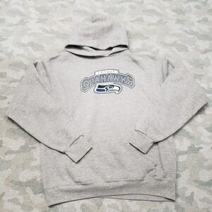 Vintage Seattle Seahawks Sweatshirt Mens XL Gray NFL Y2K Hooded Embroidered